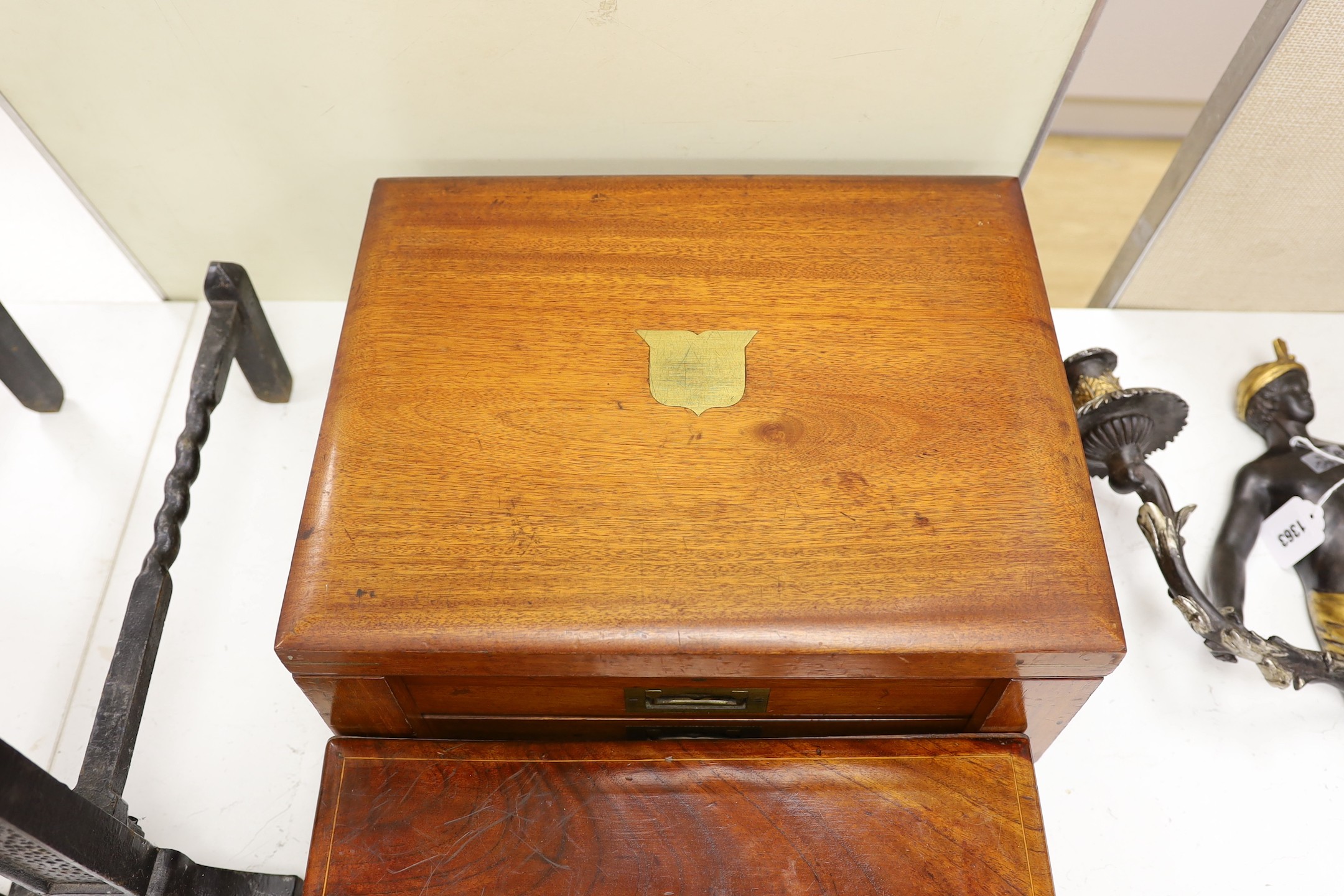 A Georgian mahogany box and a cutlery box by Goldsmiths & Silversmiths